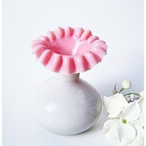 Vintage Pink Pulpit Vase Small Cased Glass Vase Hand Blown Hand Made